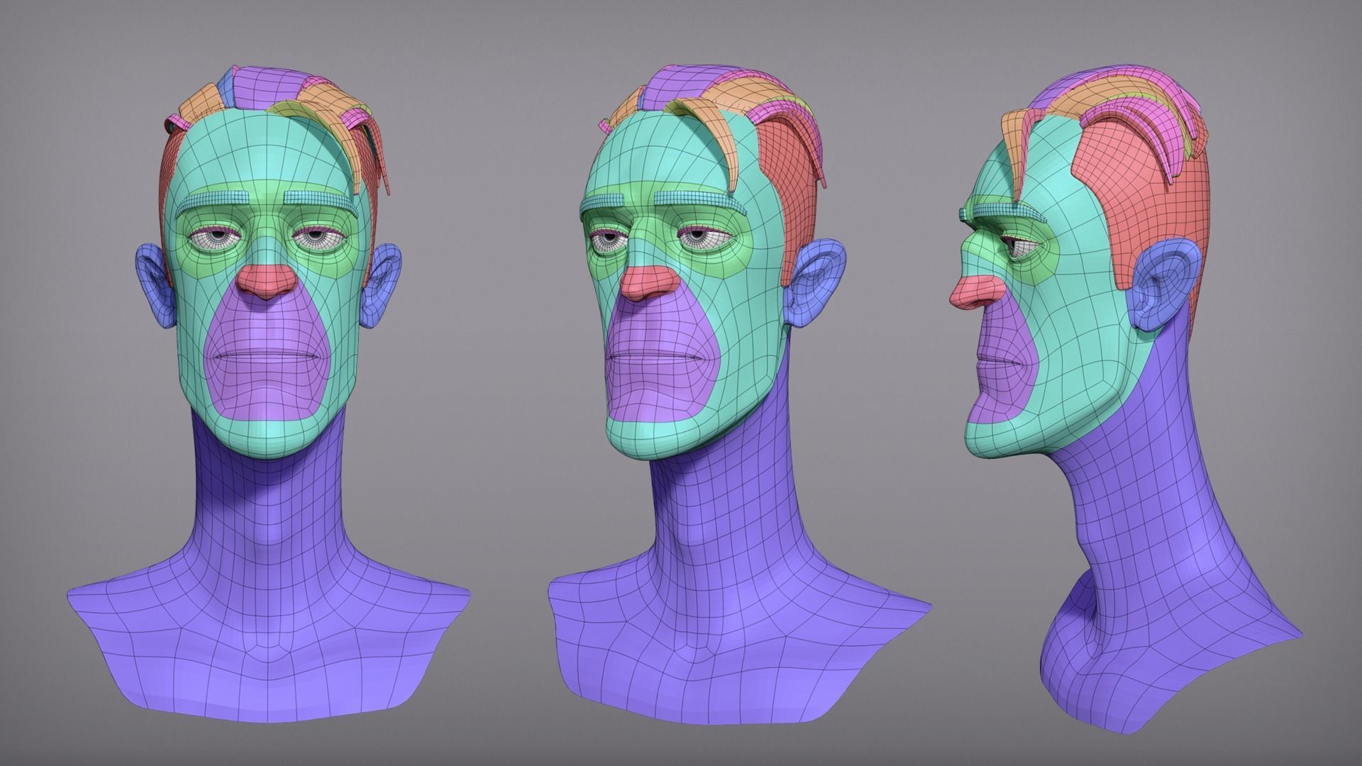 Cartoon male character Kevin base mesh 3D model_3
