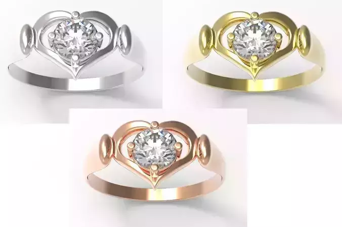 Heart Engagement Ring with Diamond