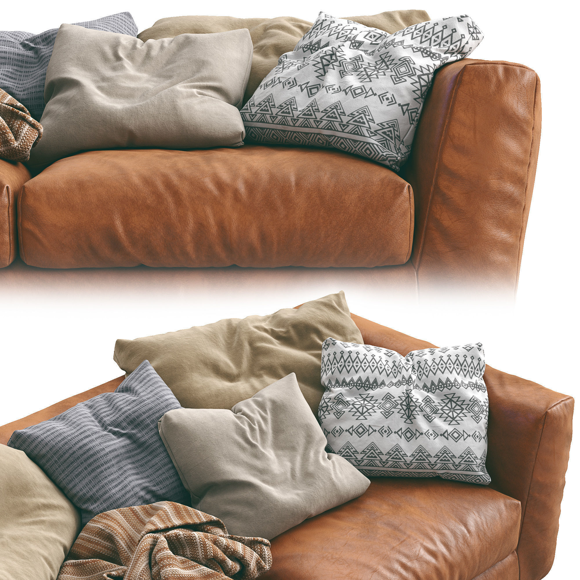 Ferlea Leather Sofa H01 3D model_3