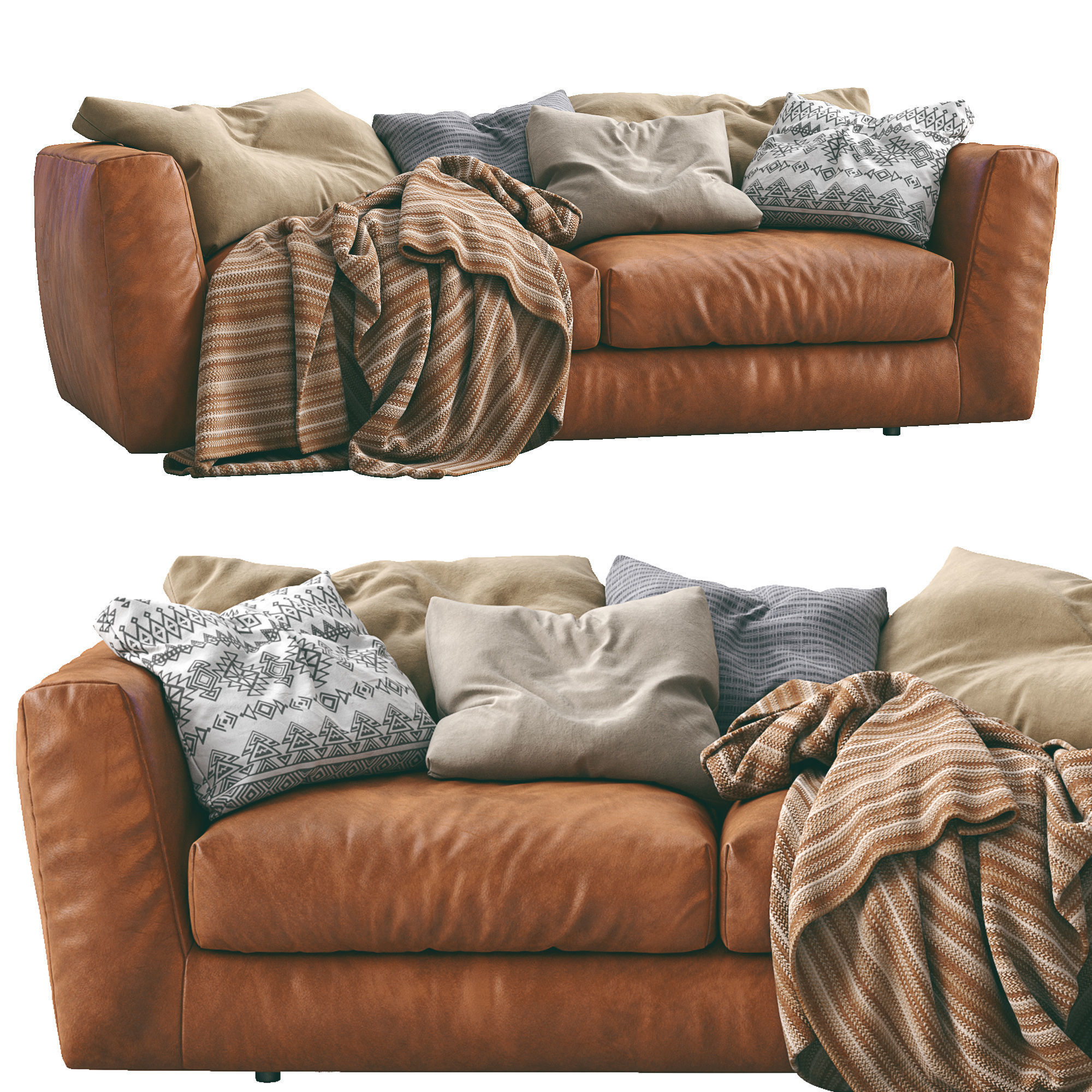 Ferlea Leather Sofa H01 3D model_2