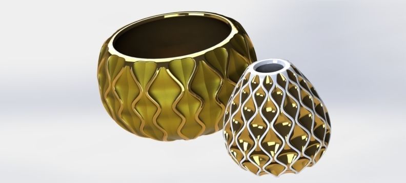 GOLDEN VASES 3D print model_5