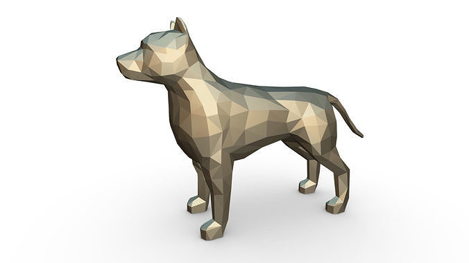 pit bull low poly 3D print model