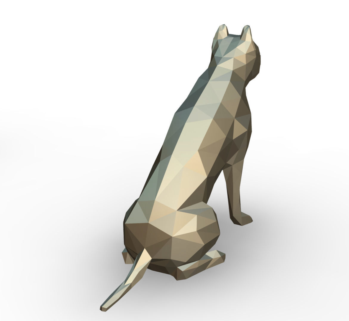 pit bull low poly 3D print model_3