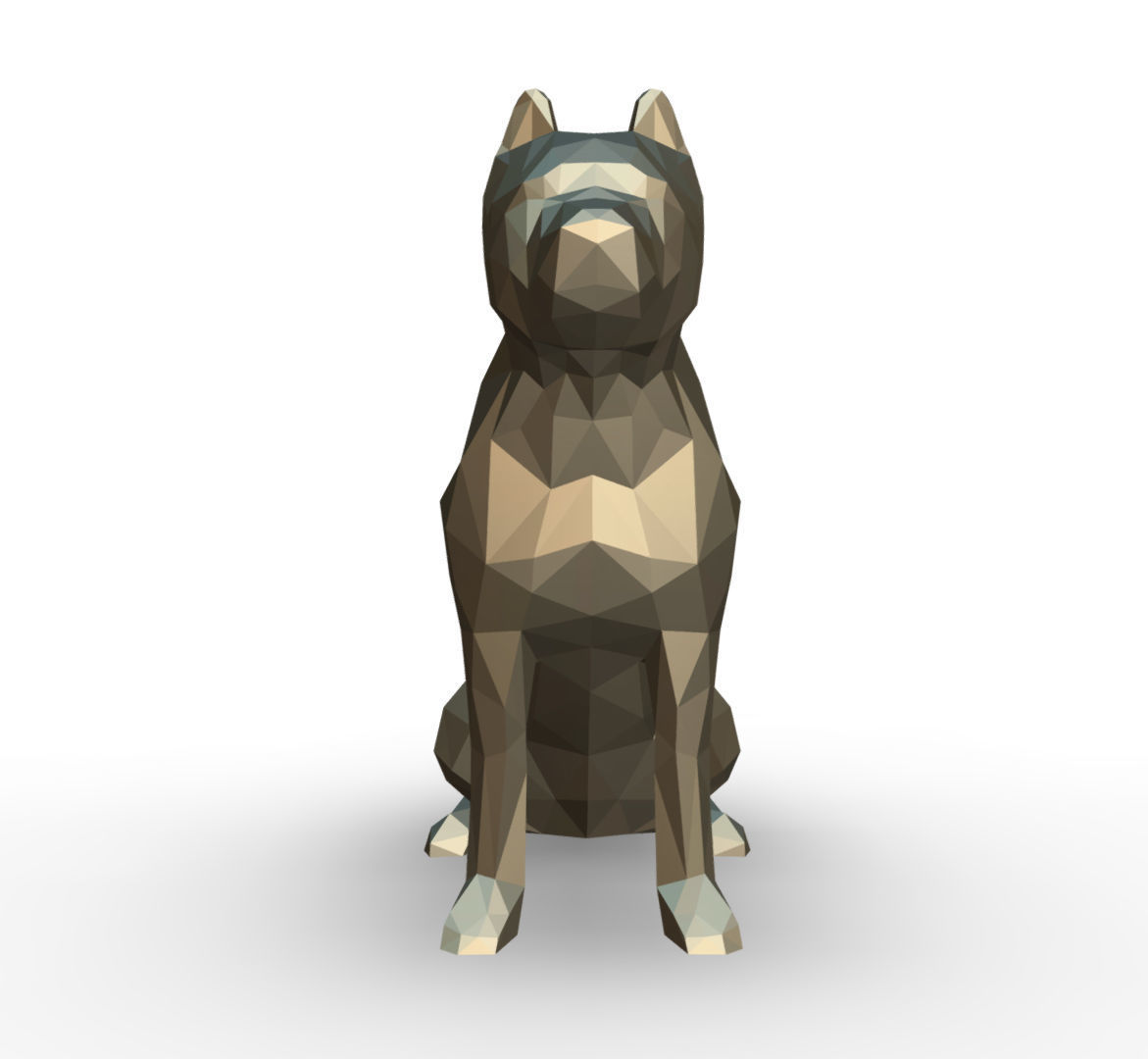 pit bull low poly 3D print model_6