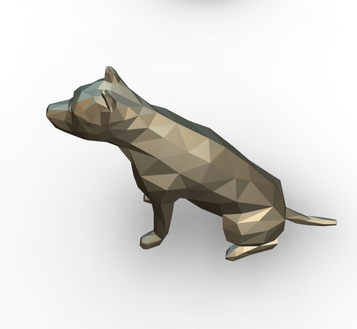 pit bull low poly 3D print model_1