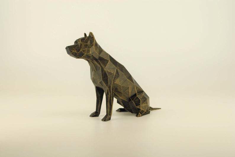 pit bull low poly 3D print model_7