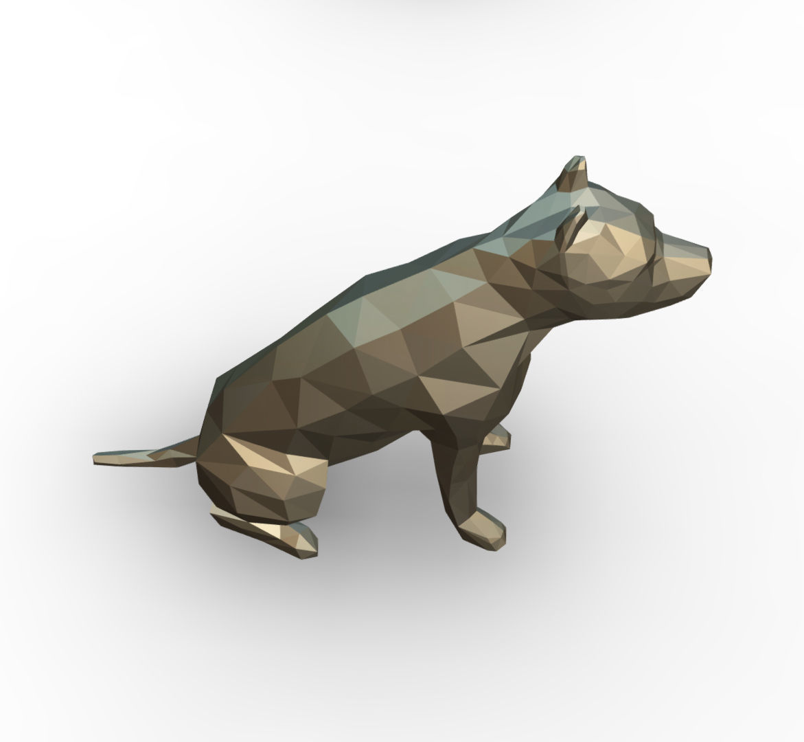 pit bull low poly 3D print model_4