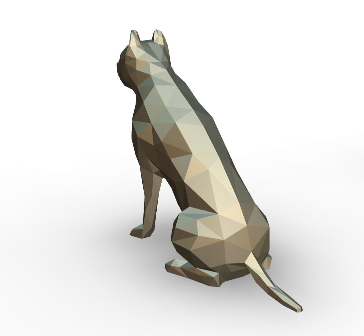 pit bull low poly 3D print model_2