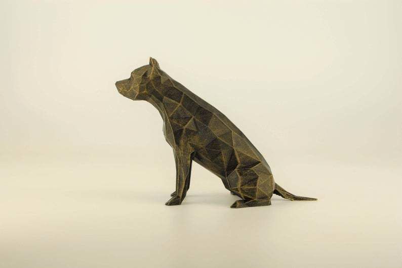pit bull low poly 3D print model_8