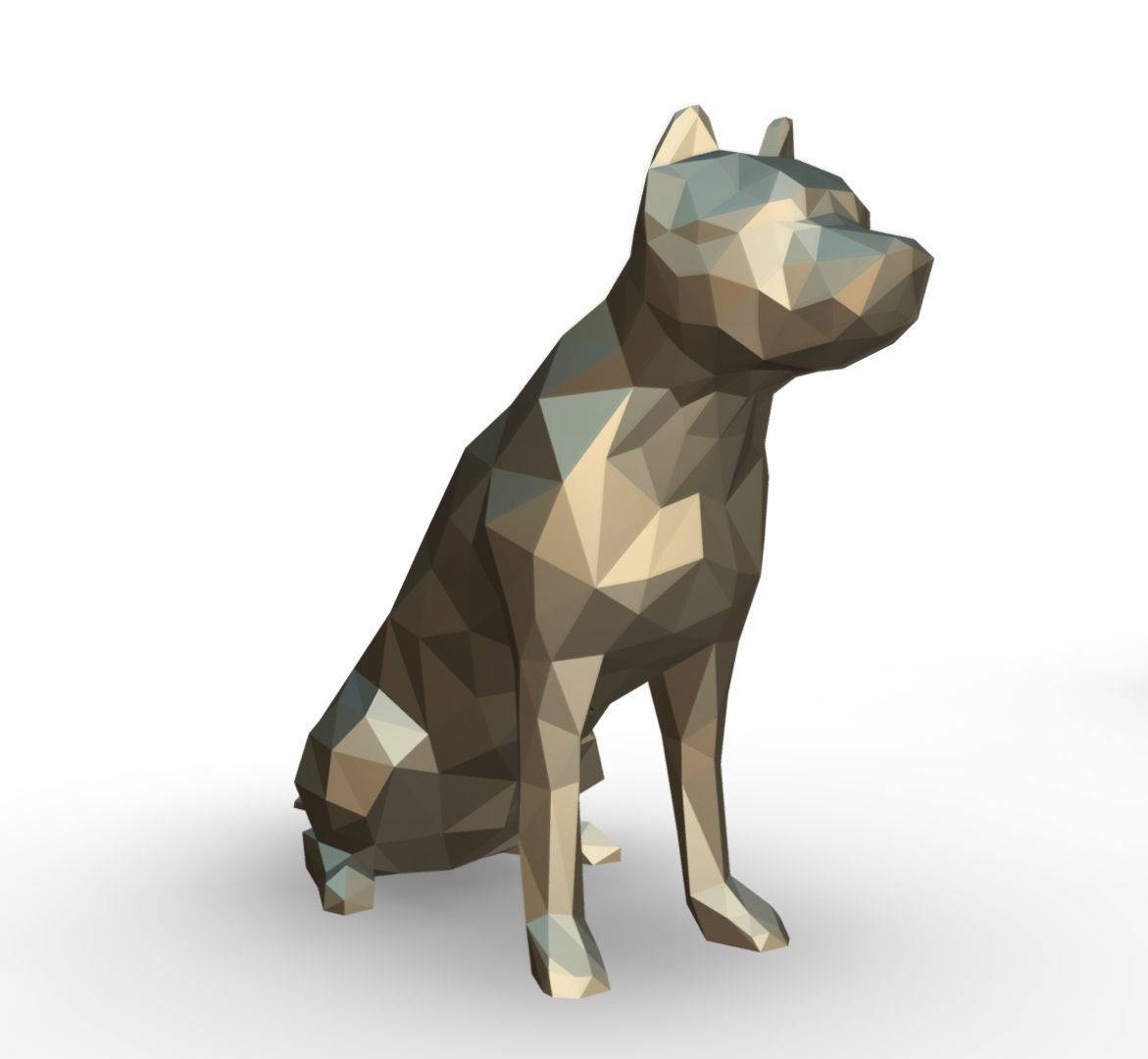 pit bull low poly 3D print model_5