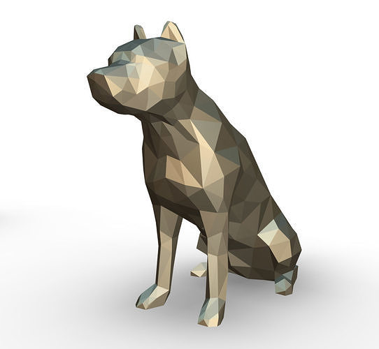 pit bull low poly 3D print model