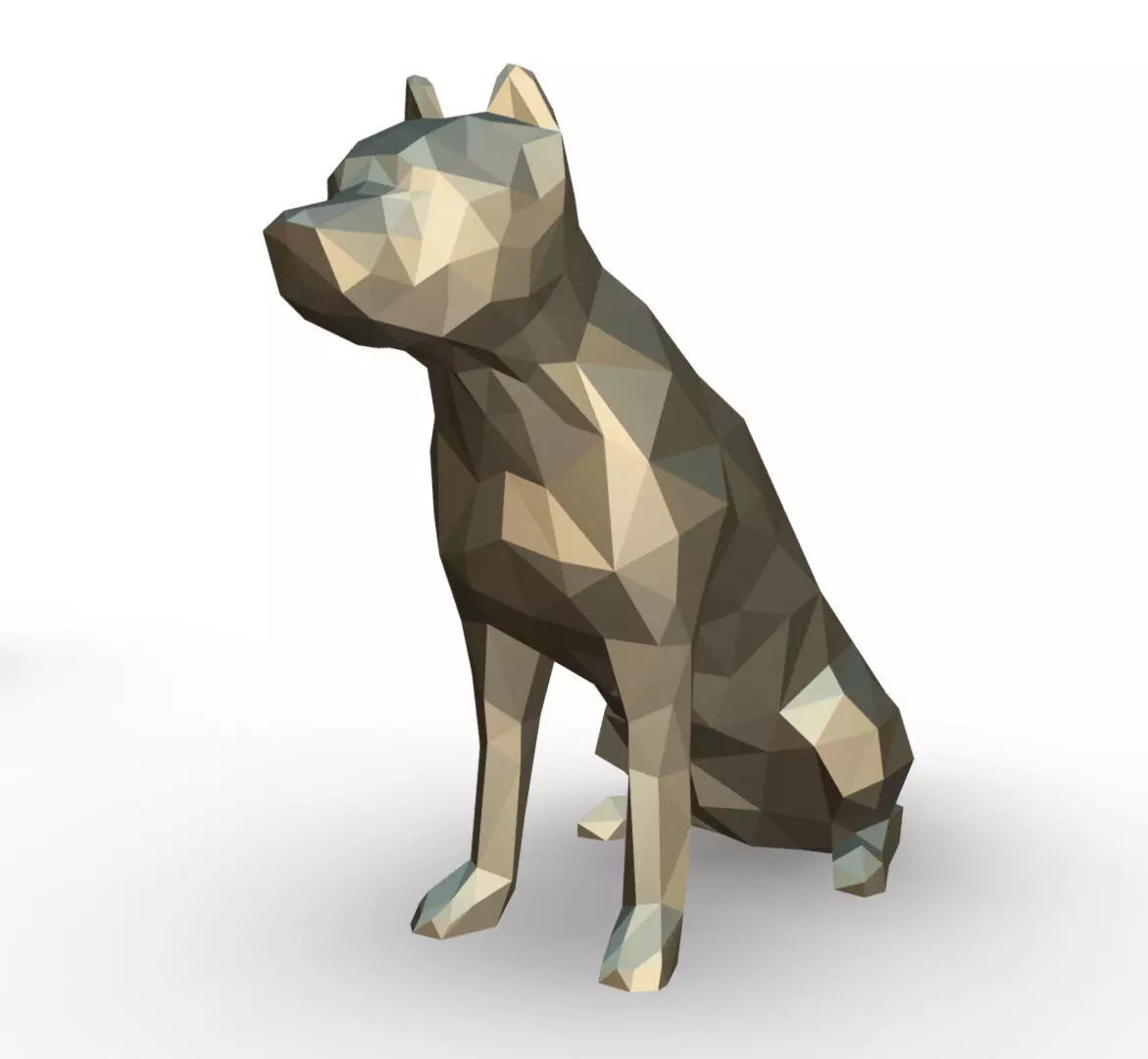 pit bull low poly 3D print model_0