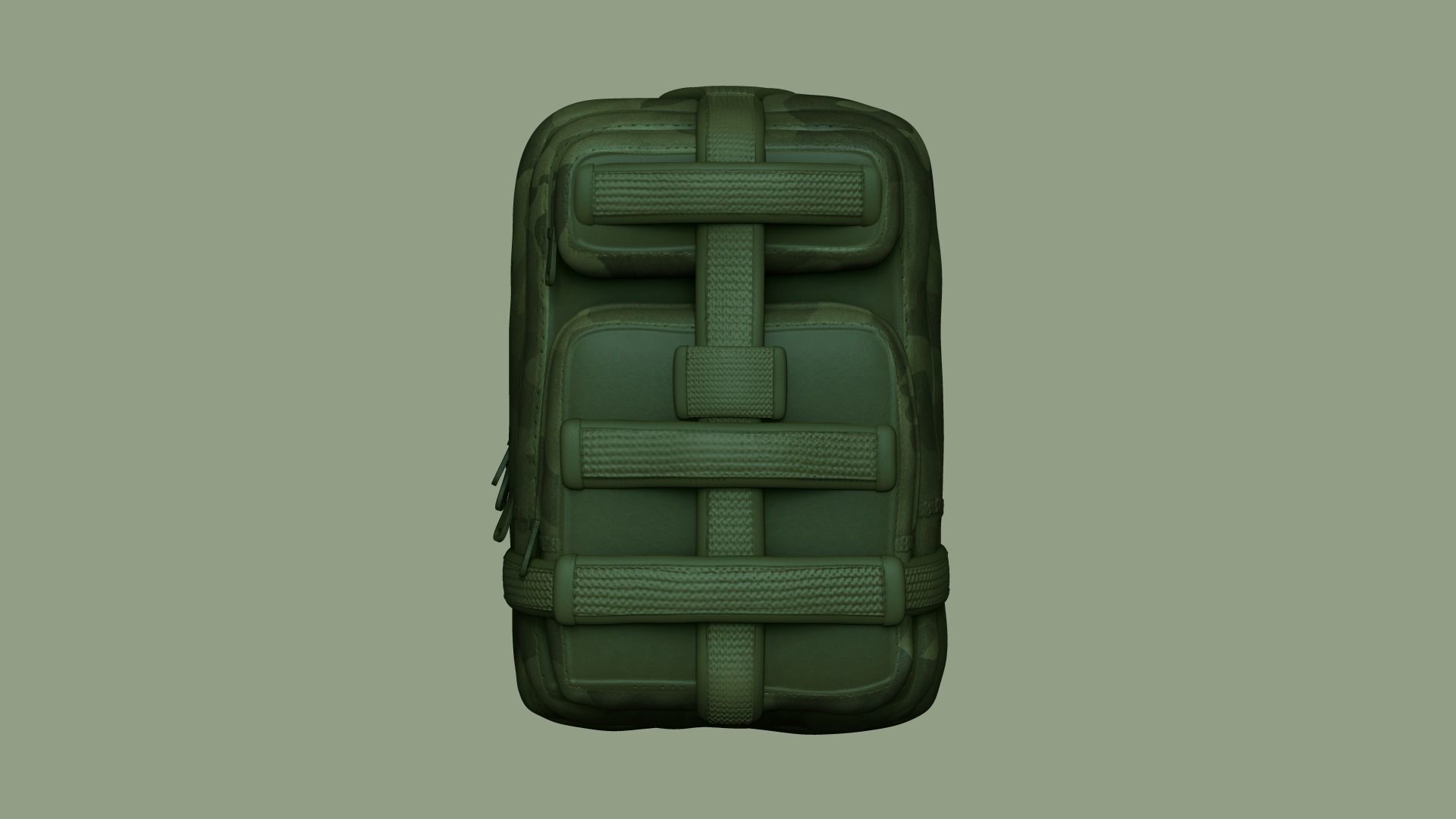 Green Army - Camouflage Backpack - Character Military Low-poly 3D model_1