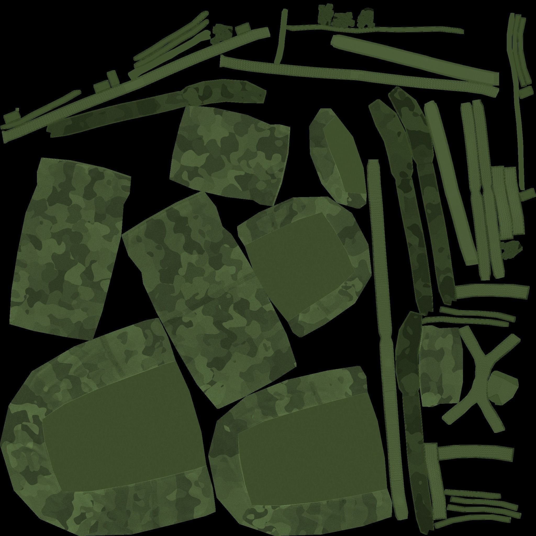 Green Army - Camouflage Backpack - Character Military Low-poly 3D model_16