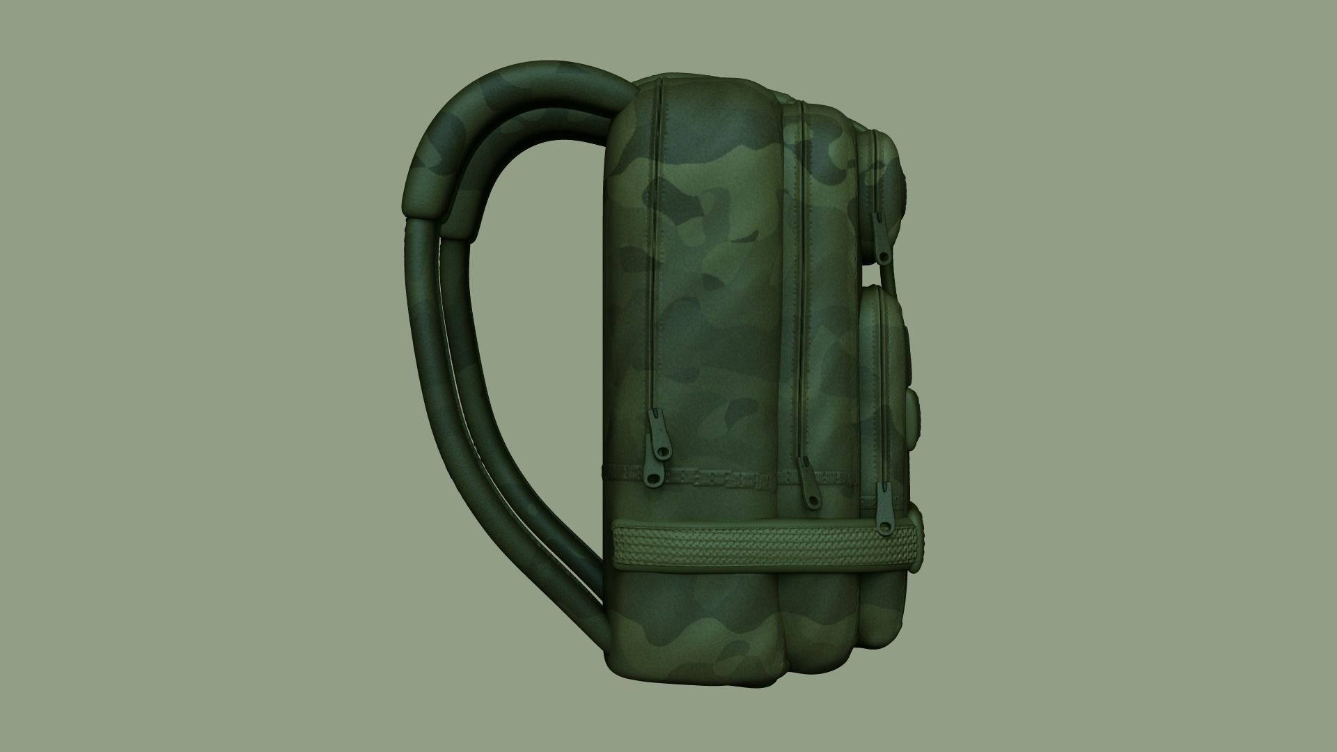 Green Army - Camouflage Backpack - Character Military Low-poly 3D model_10