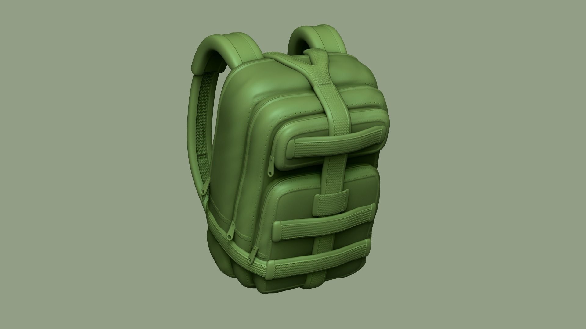 Green Army - Camouflage Backpack - Character Military Low-poly 3D model_4