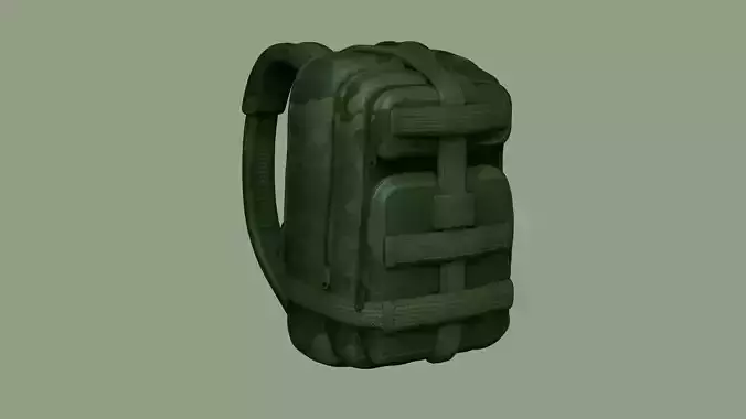 Green Army - Camouflage Backpack - Character Military Low-poly 3D model