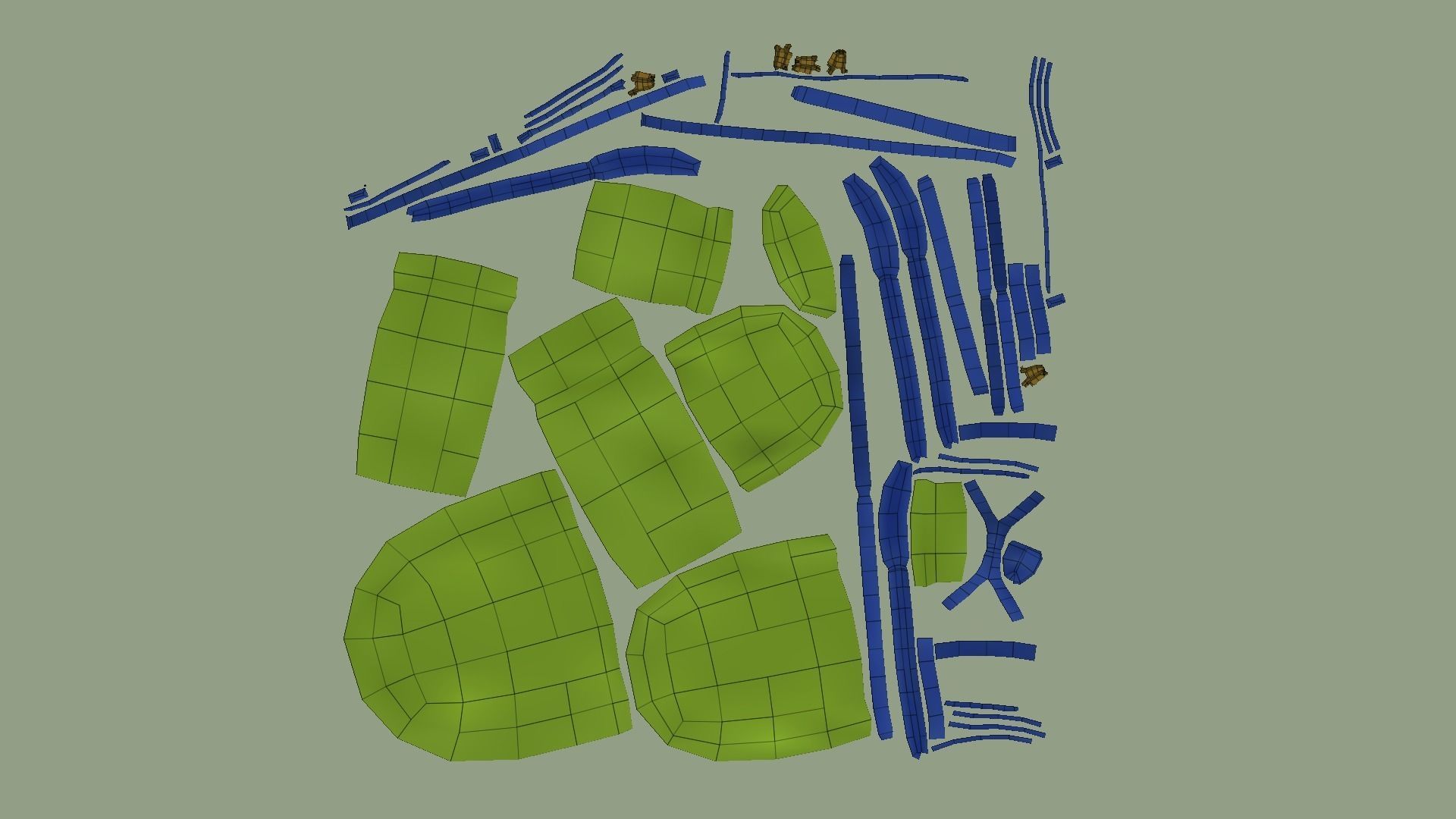 Green Army - Camouflage Backpack - Character Military Low-poly 3D model_13