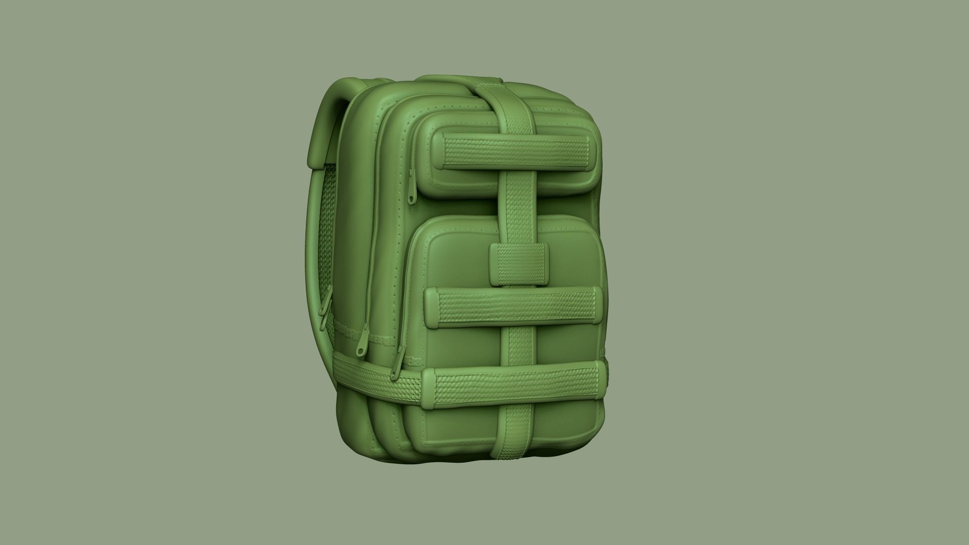 Green Army - Camouflage Backpack - Character Military Low-poly 3D model_5