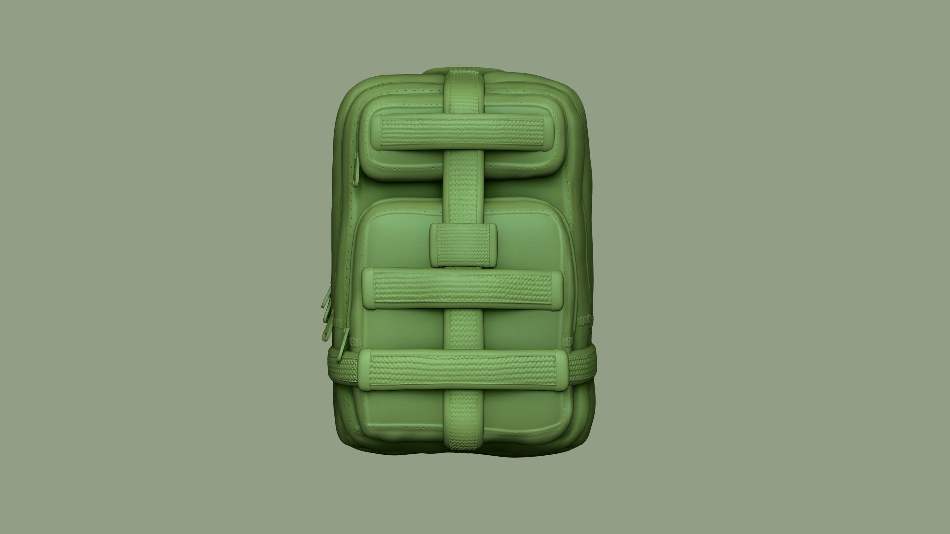 Green Army - Camouflage Backpack - Character Military Low-poly 3D model_6