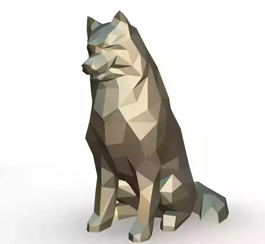 Samoyed low poly polygonal wolf