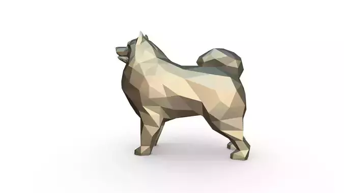 Samoyed low poly dog