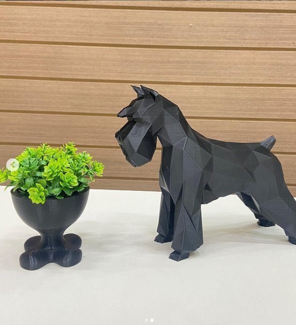 Schnauzer dog  low poly 3D print model_7