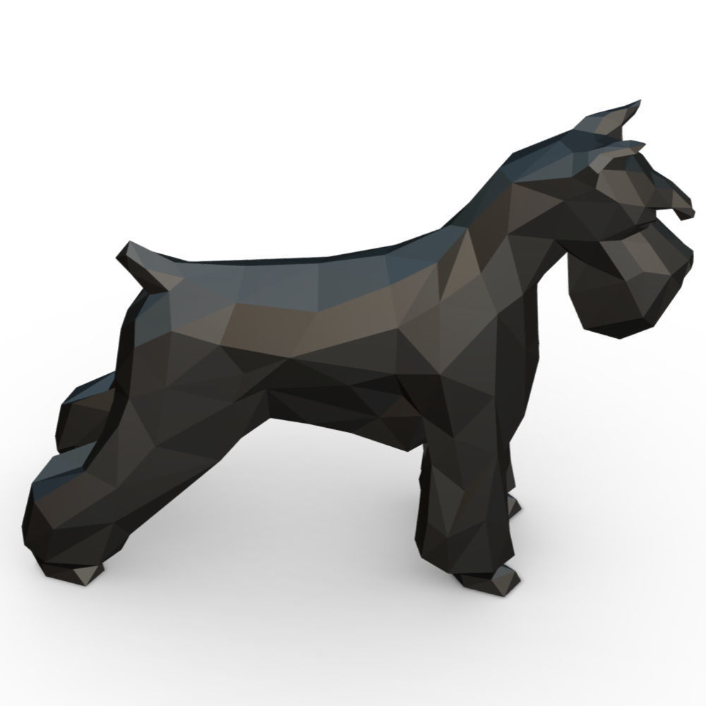 Schnauzer dog  low poly 3D print model_4