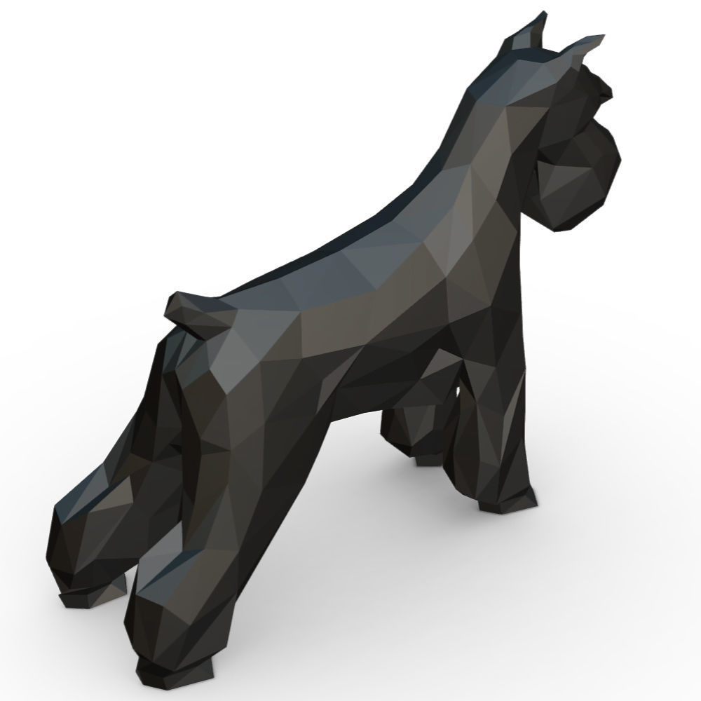 Schnauzer dog  low poly 3D print model_3