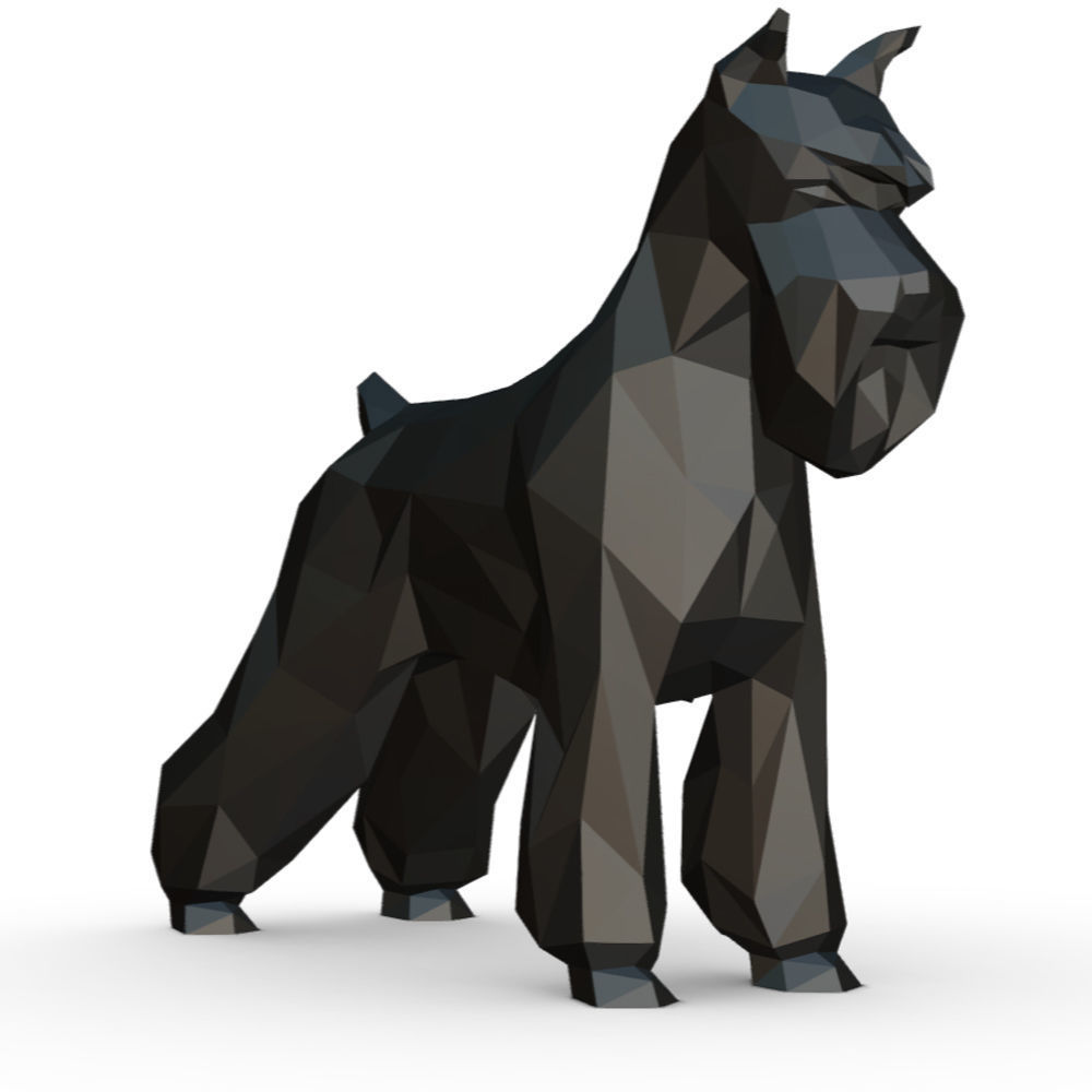 Schnauzer dog  low poly 3D print model_5
