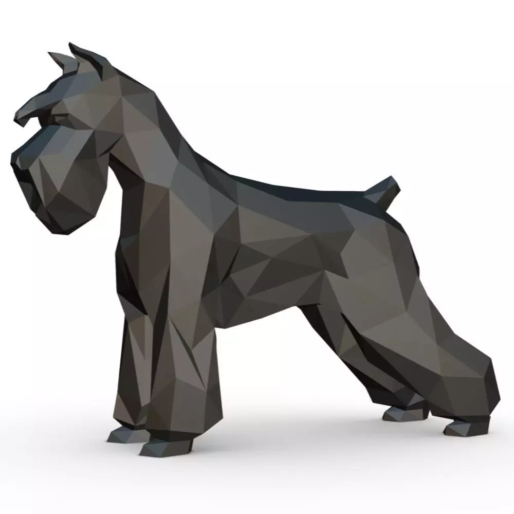 Schnauzer dog  low poly 3D print model_0
