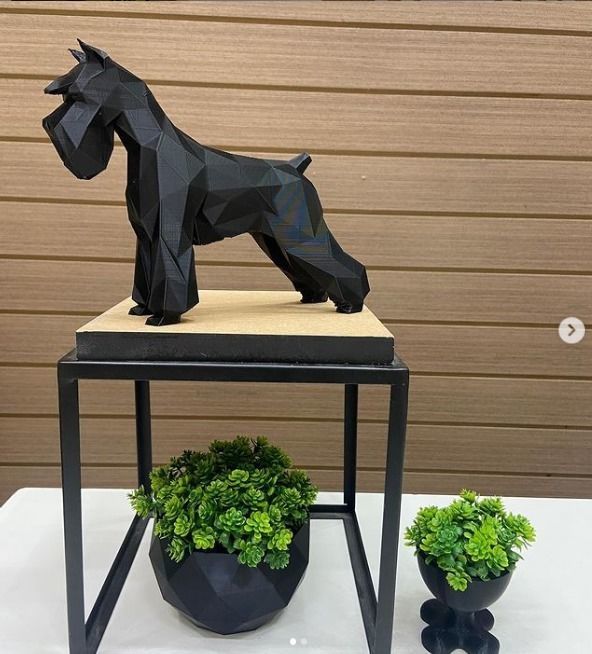 Schnauzer dog  low poly 3D print model_8