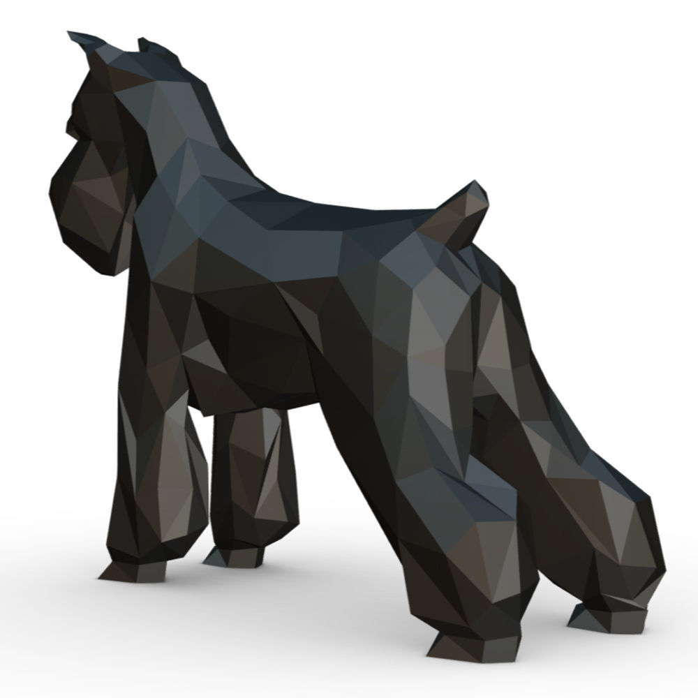 Schnauzer dog  low poly 3D print model_2