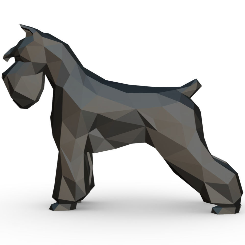 Schnauzer dog  low poly 3D print model_1