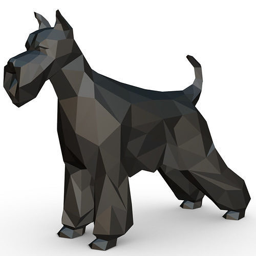Schnauzer dog  low poly 3D print model