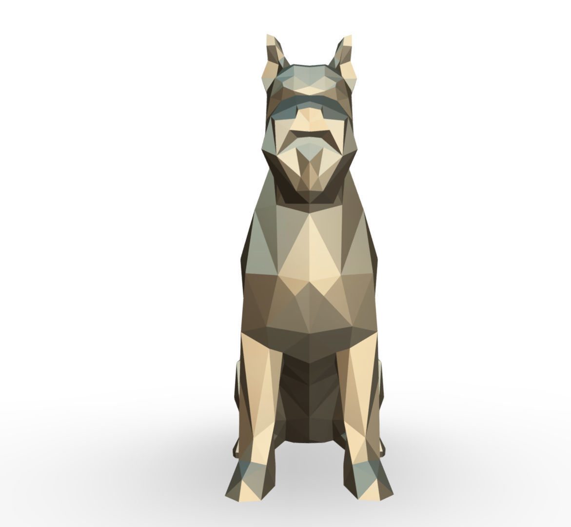 Schnauzer dog  low poly 3D print model_6