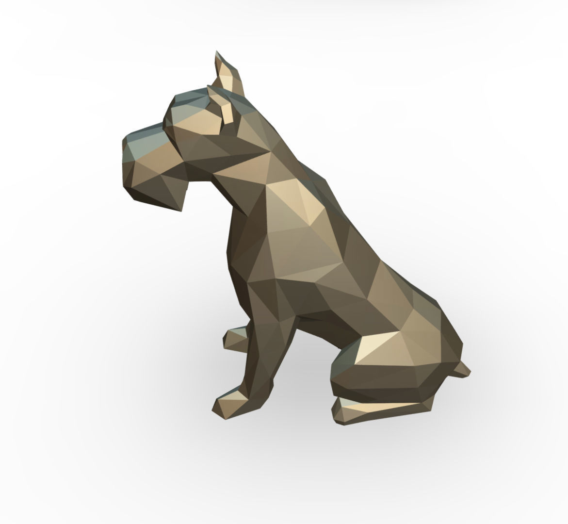 Schnauzer dog  low poly 3D print model_1
