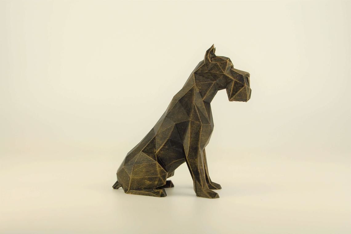 Schnauzer dog  low poly 3D print model_9