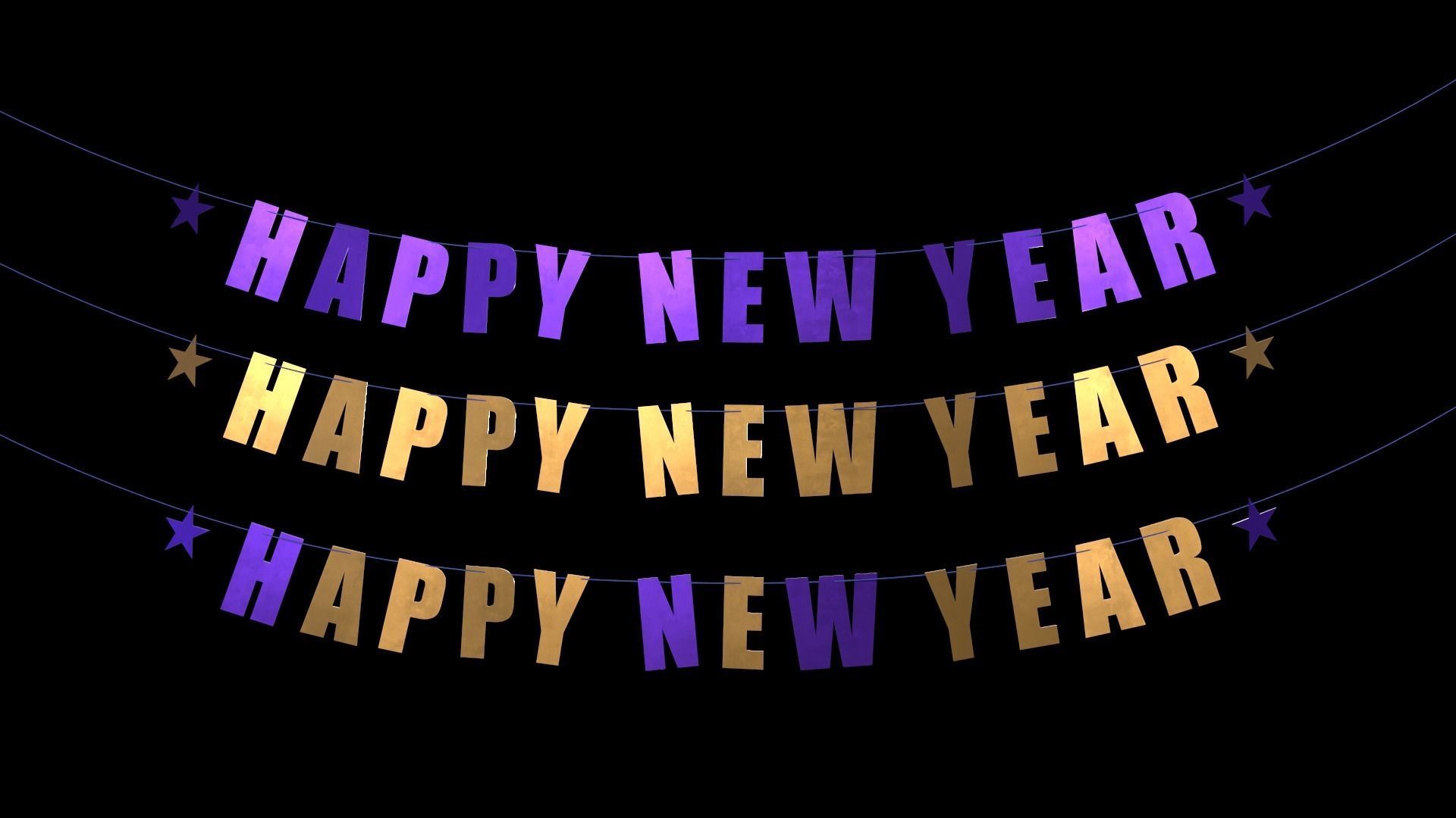 Happy New Year Banner Low-poly 3D model_3