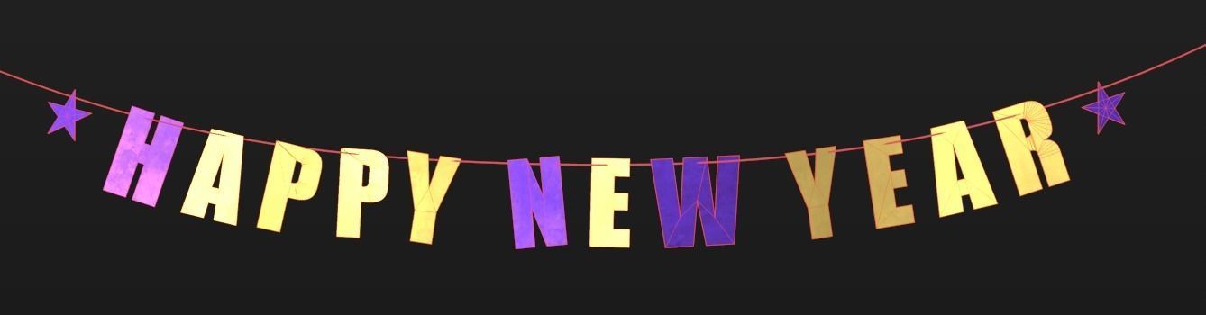 Happy New Year Banner Low-poly 3D model_4