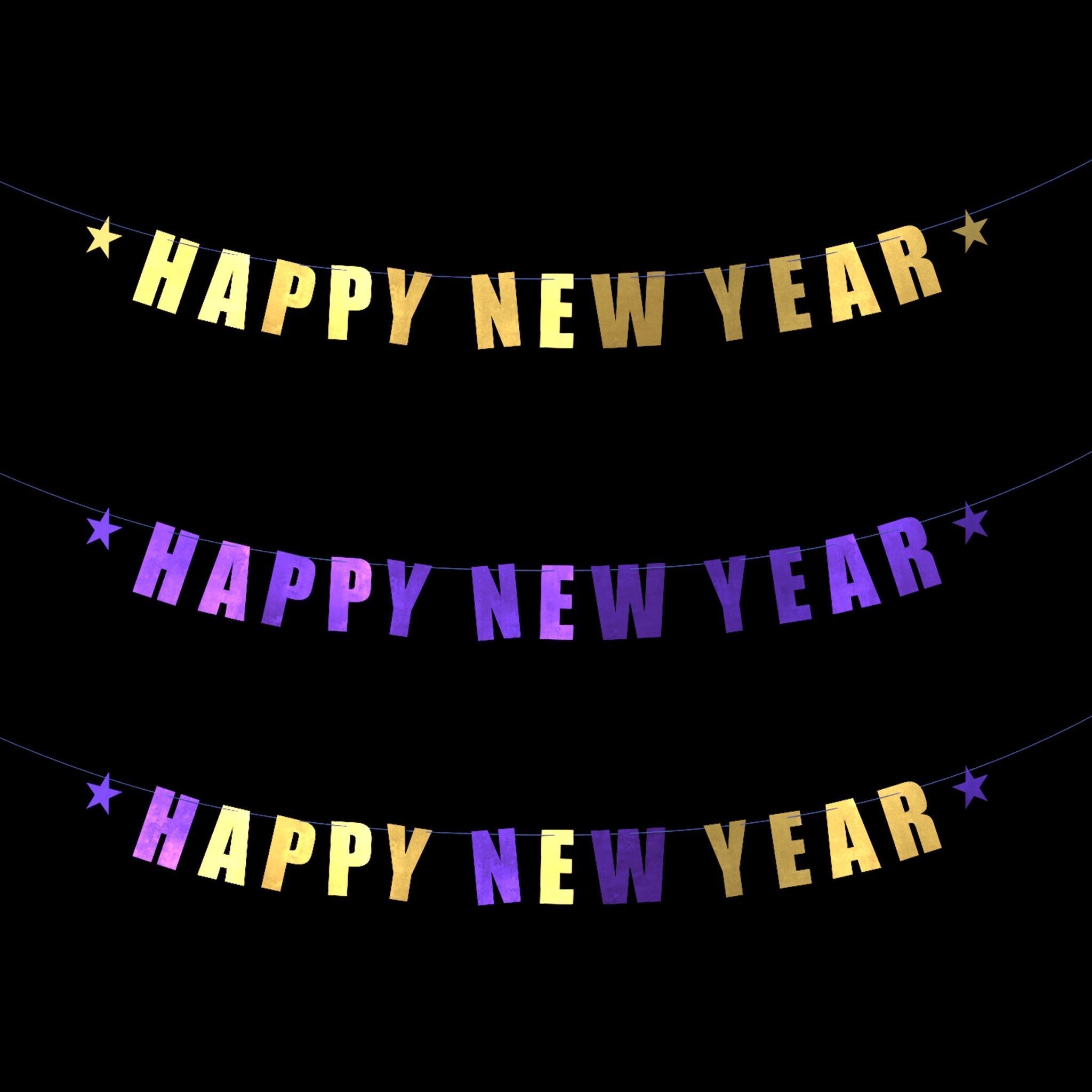 Happy New Year Banner Low-poly 3D model_2