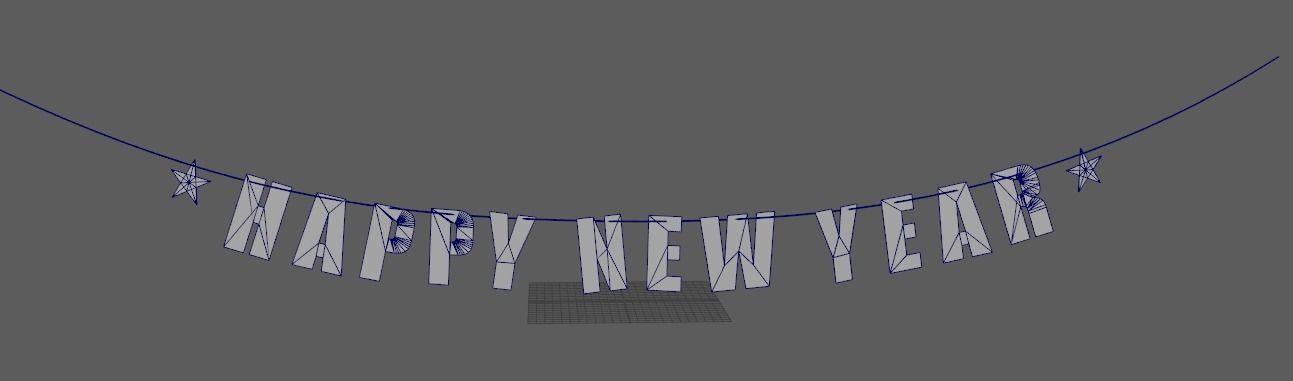 Happy New Year Banner Low-poly 3D model_5