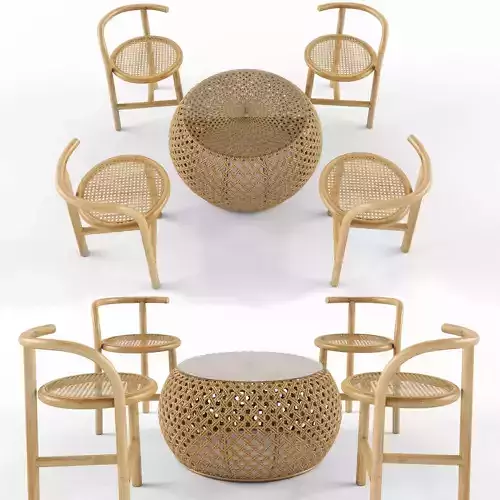 Outdoor natural rattan furniture set