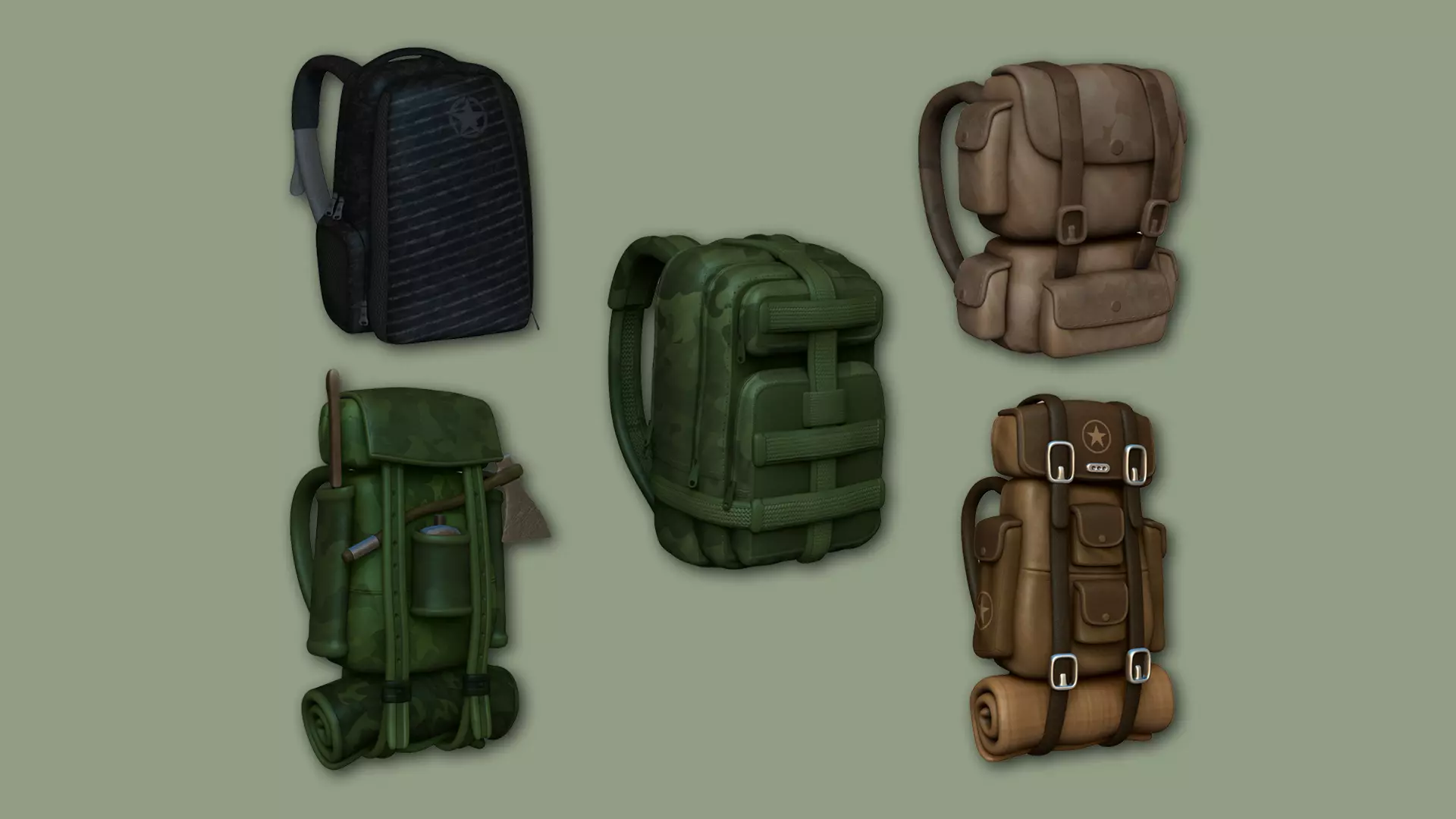05 Military Backpacks - Army or Soldier Character 3D Model Collection_0
