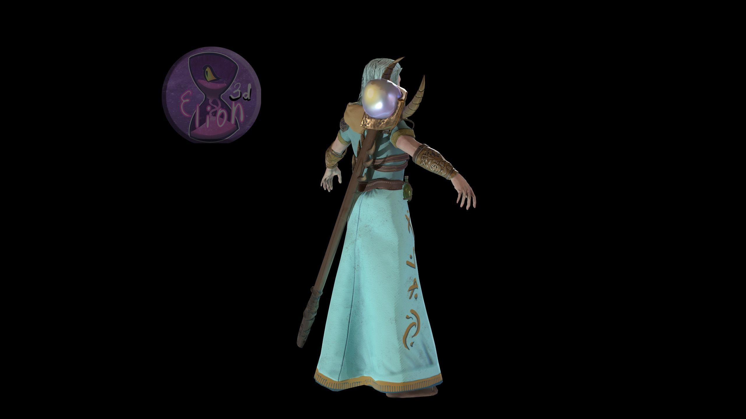Elf Mage Low-poly 3D model_7