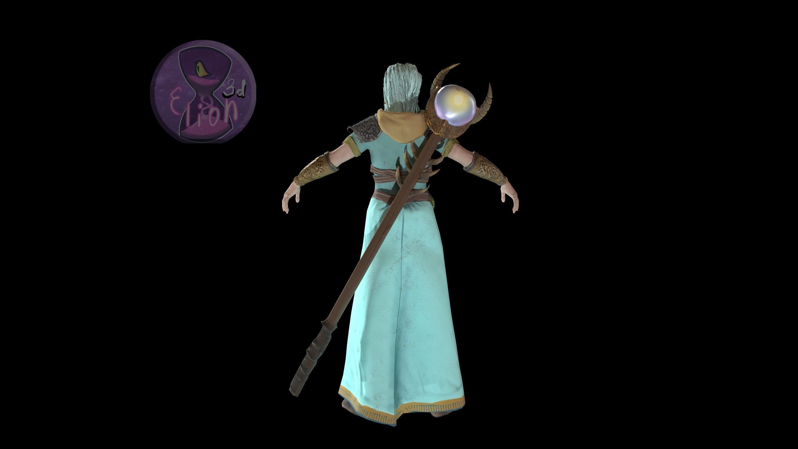Elf Mage Low-poly 3D model_8