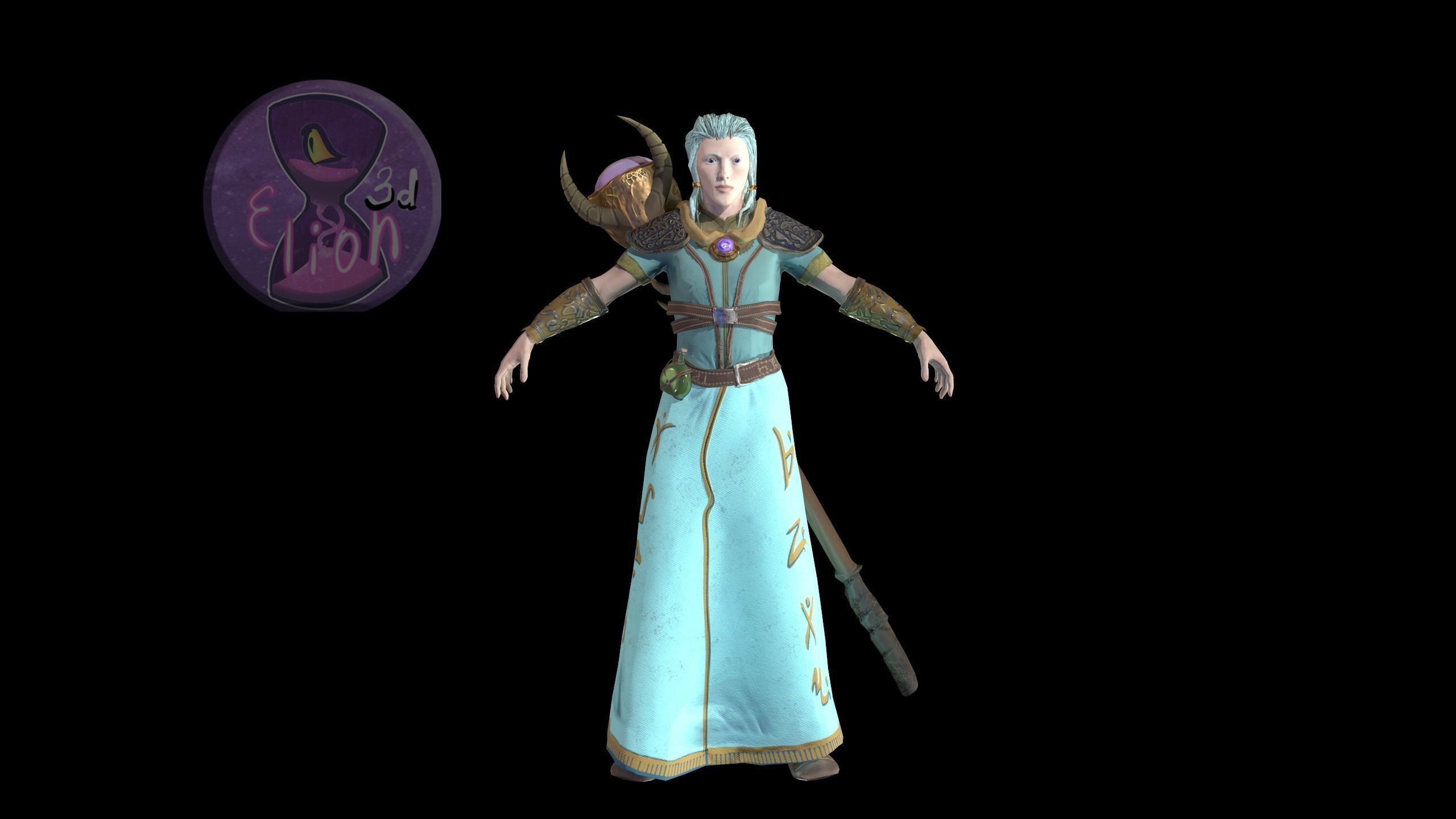 Elf Mage Low-poly 3D model_5