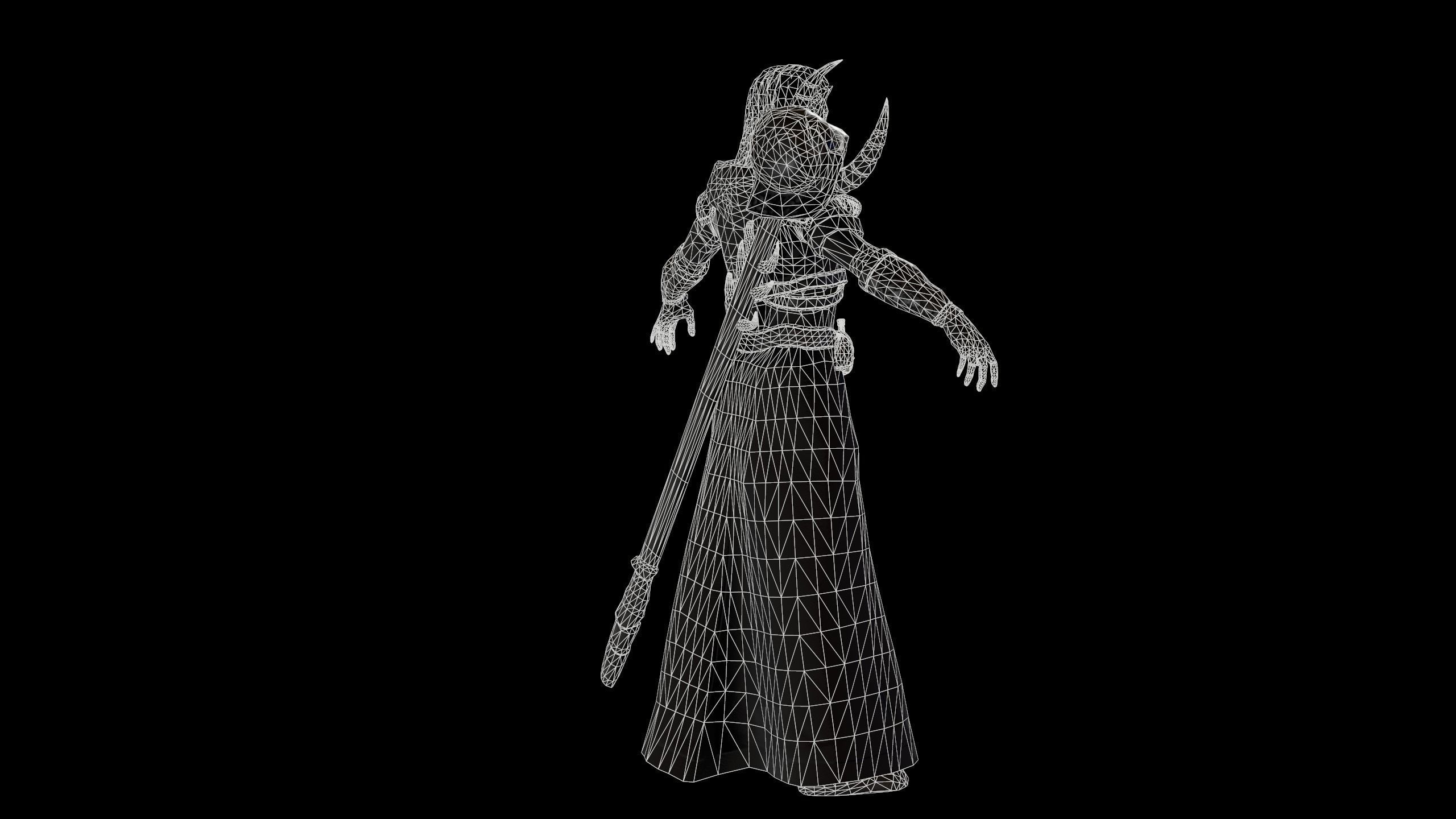 Elf Mage Low-poly 3D model_12