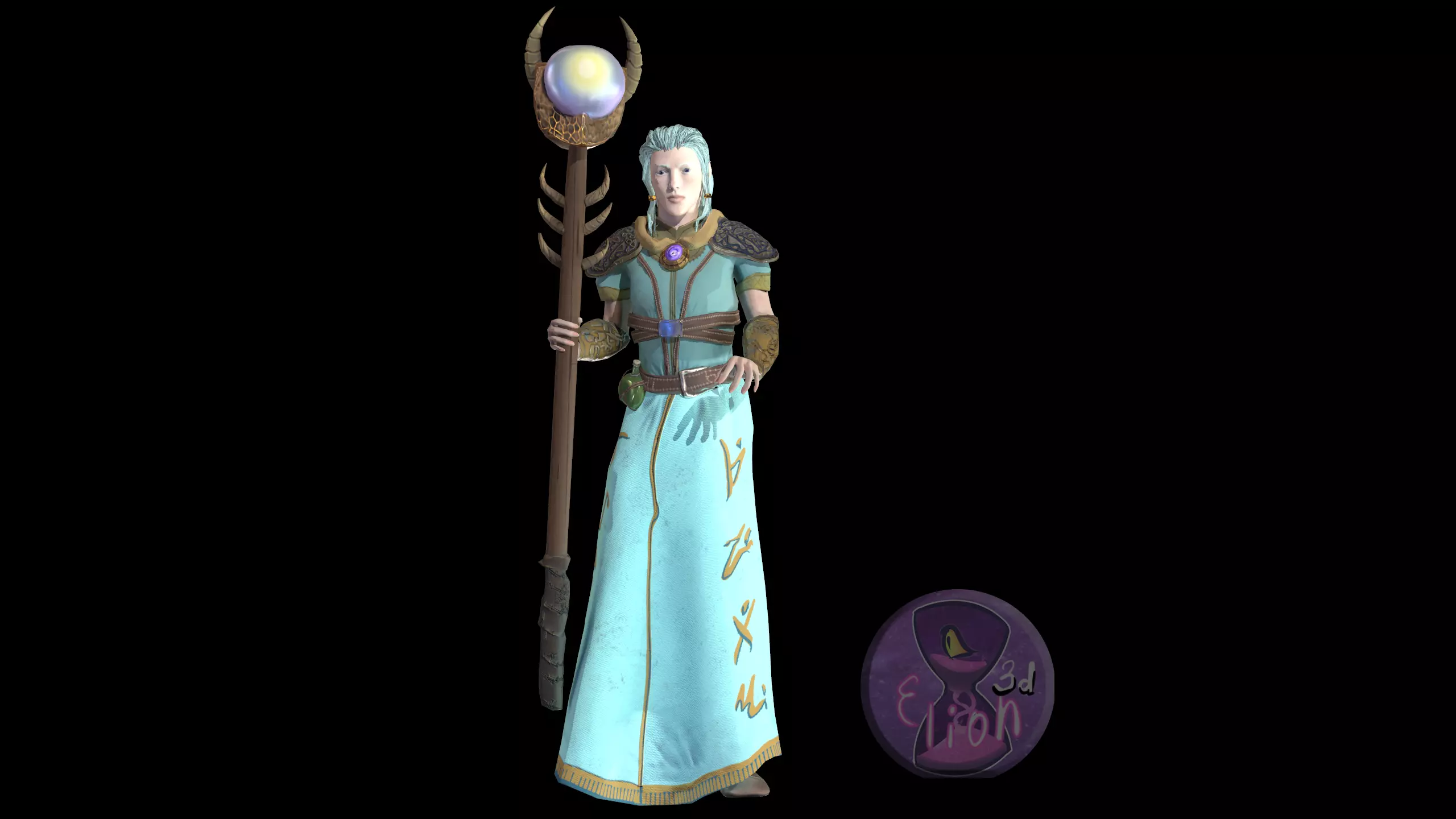 Elf Mage Low-poly 3D model_0