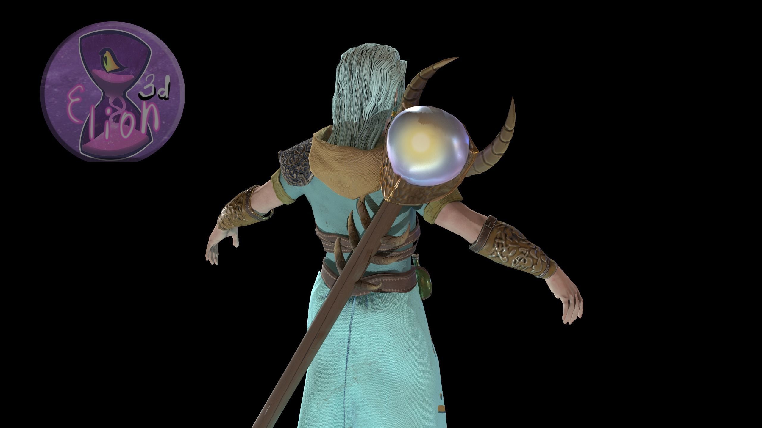 Elf Mage Low-poly 3D model_9